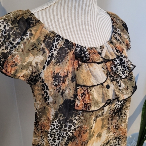xs animal print ruffle blouse y2k - Picture 4 of 7